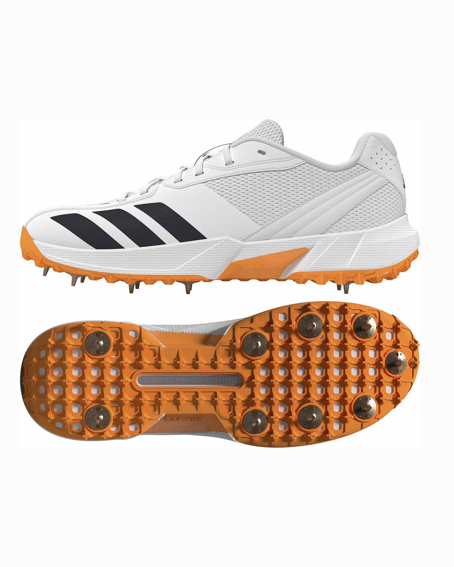 Adidas 22YRDS Spike Cricket Shoe - White/Onyx/Tangerine