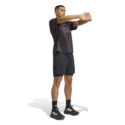 Adidas Mens adi365 Running Essentials 2in1 Shorts - Black