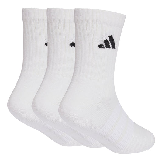 Adidas Kids Cushioned Crew Socks 3 Pair - White/Black