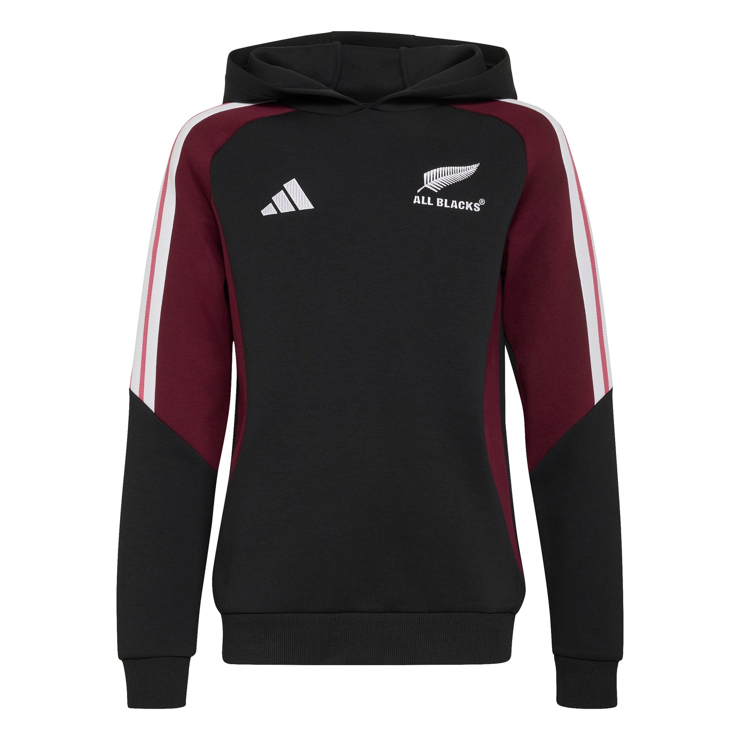 Adidas Kids All Blacks Hoody - Black/Maroon