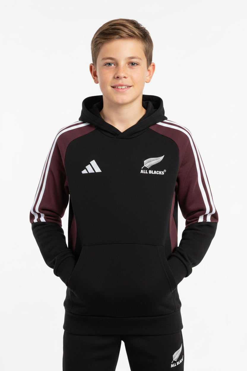 Adidas Kids All Blacks Hoody - Black/Maroon