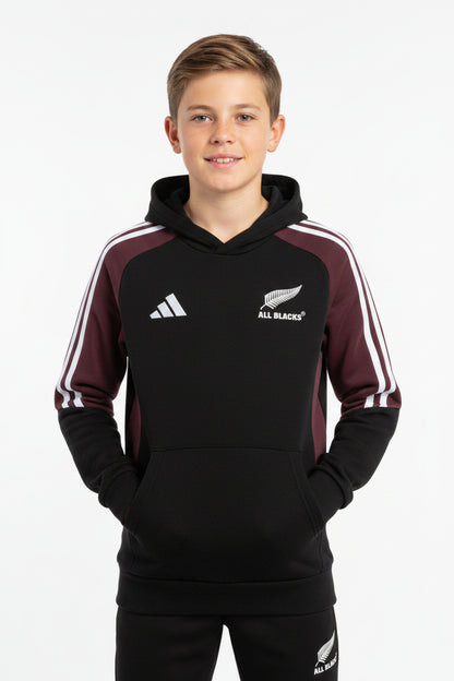 Adidas Kids All Blacks Hoody - Black/Maroon
