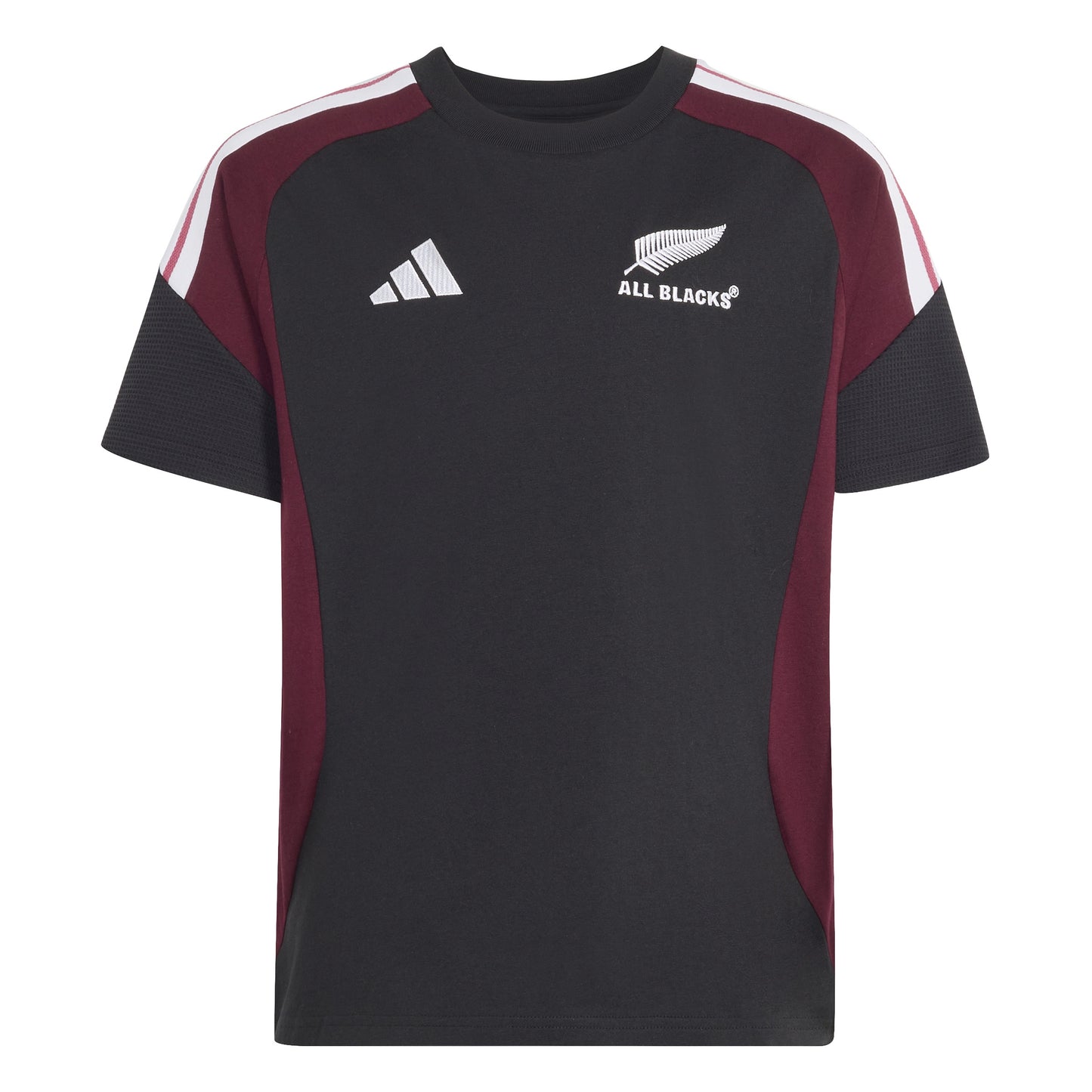 Adidas Kids All Blacks Cotton T-Shirt - Black/Maroon