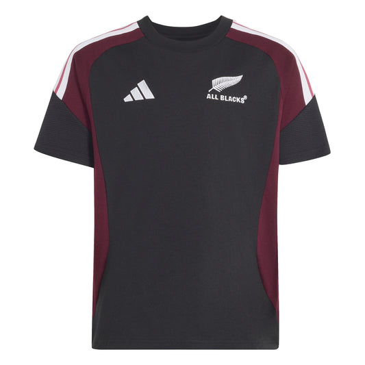 Adidas Kids All Blacks Cotton T-Shirt - Black/Maroon