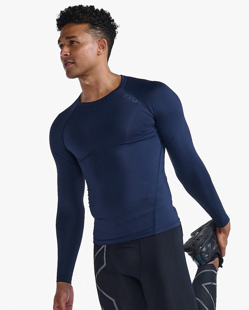 2XU Mens Core Compression Long Sleeve Top - Midnight/No Logo