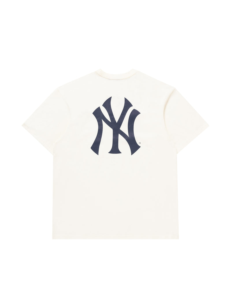 Majestic Athletic MLB New York Yankees Team Crest F & B Tee - Vintage White