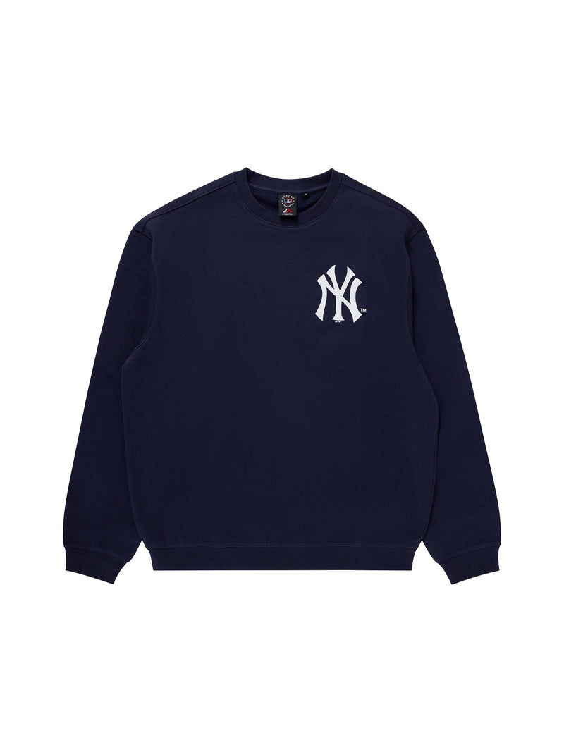 Majestic Athletic NY Yankees Classic Crest Front/Back Fleece Crew - True Navy