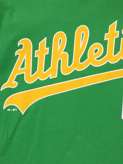 Majestic MLB Oakland Athletics Script Number Tee - Green Bee