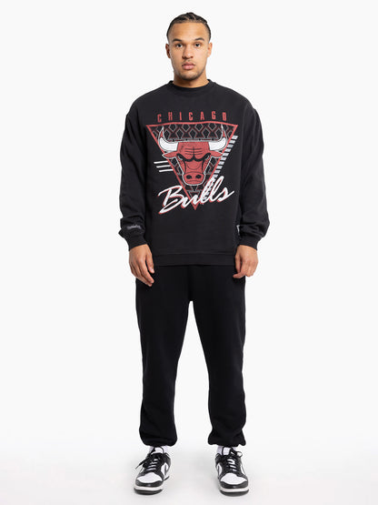 Mitchell & Ness Chicago Bulls Tri Logo Crew - Faded Black