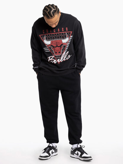 Mitchell & Ness Chicago Bulls Tri Logo Crew - Faded Black