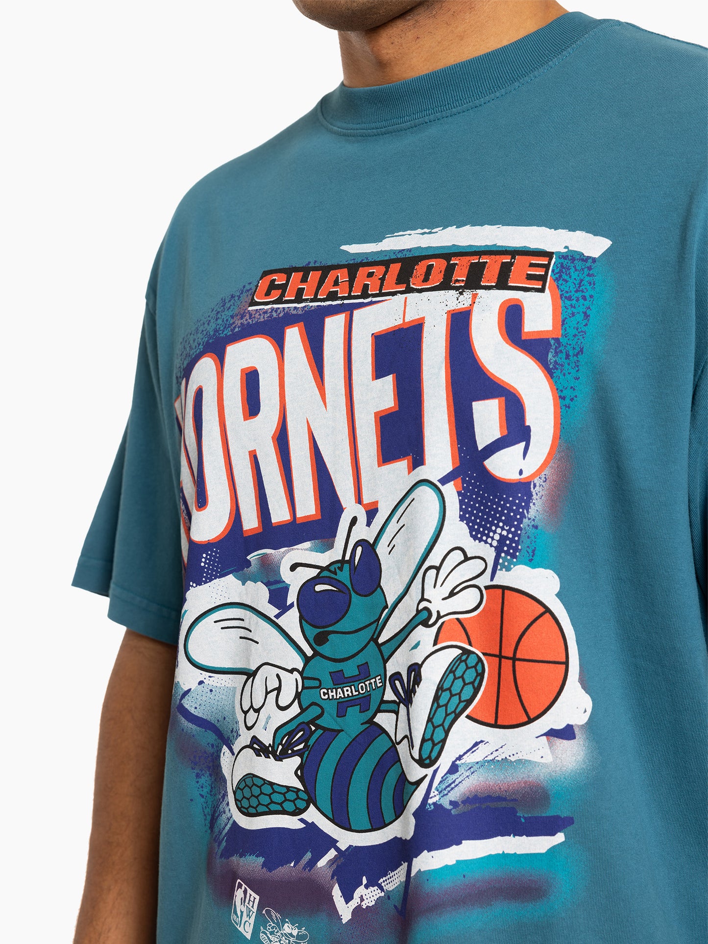 Mitch & Ness Charlotte Hornets Abstract Tee - Hornets Teal
