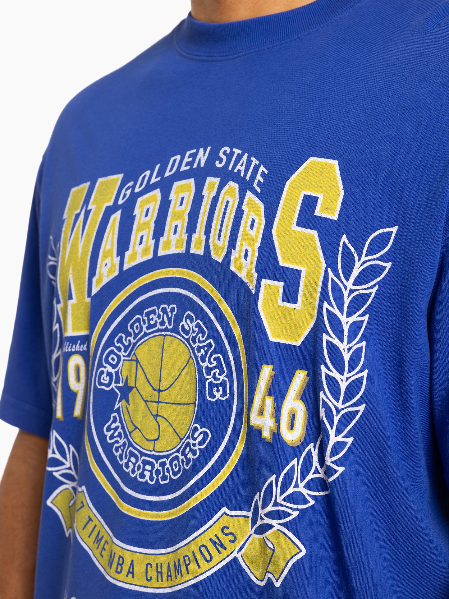 Mitchell & Ness Mens Golden State Warriors Arch Tee - Faded Blue