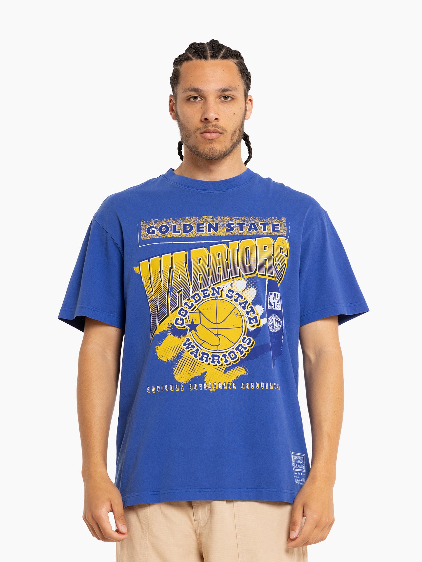 Mitchell & Ness Mens Golden State Warriors Brush Off 2.0 Tee - Warriors Blue