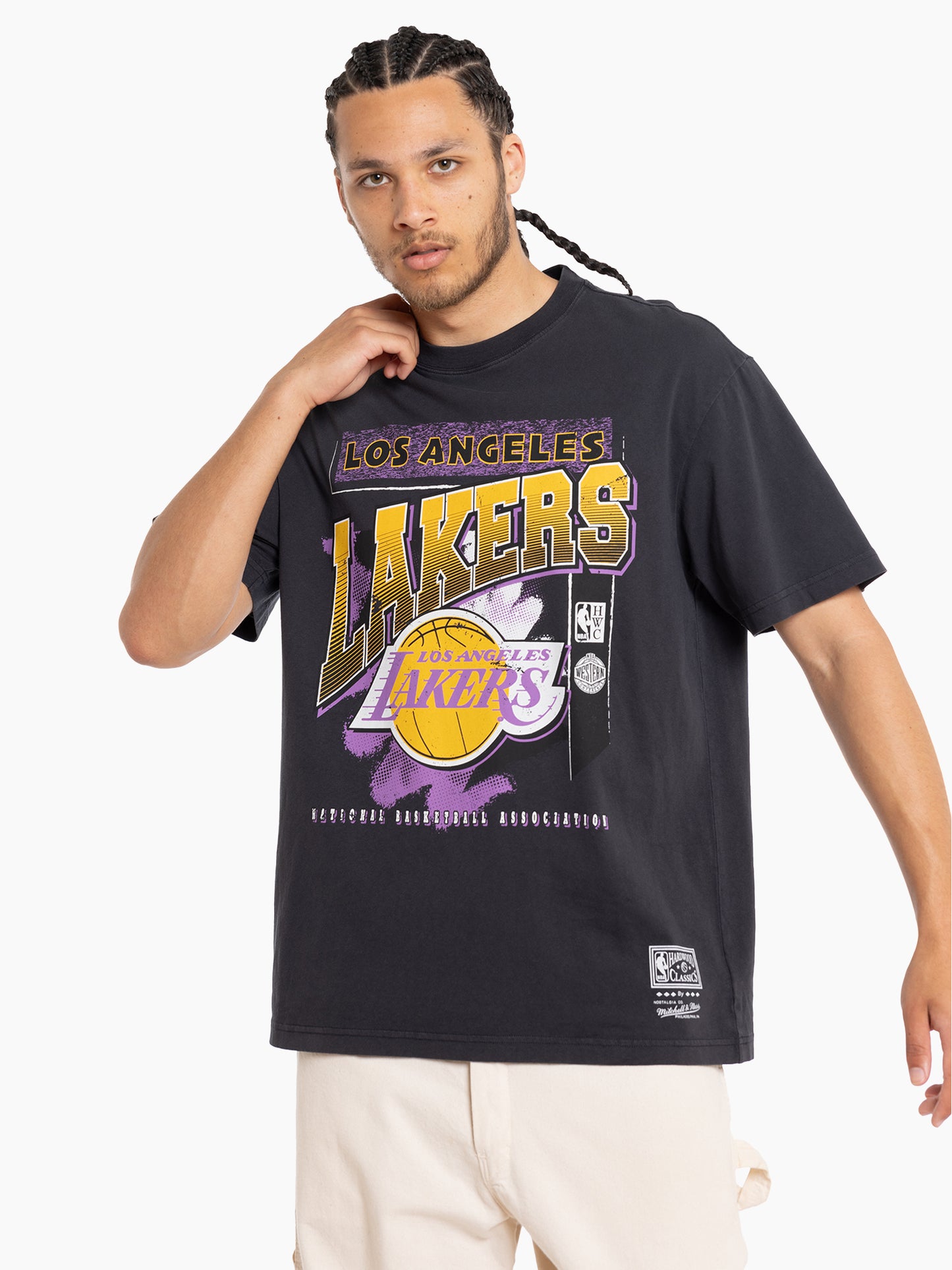 Mitchell & Ness LA Lakers Brush Off 2.0 Tee - Black