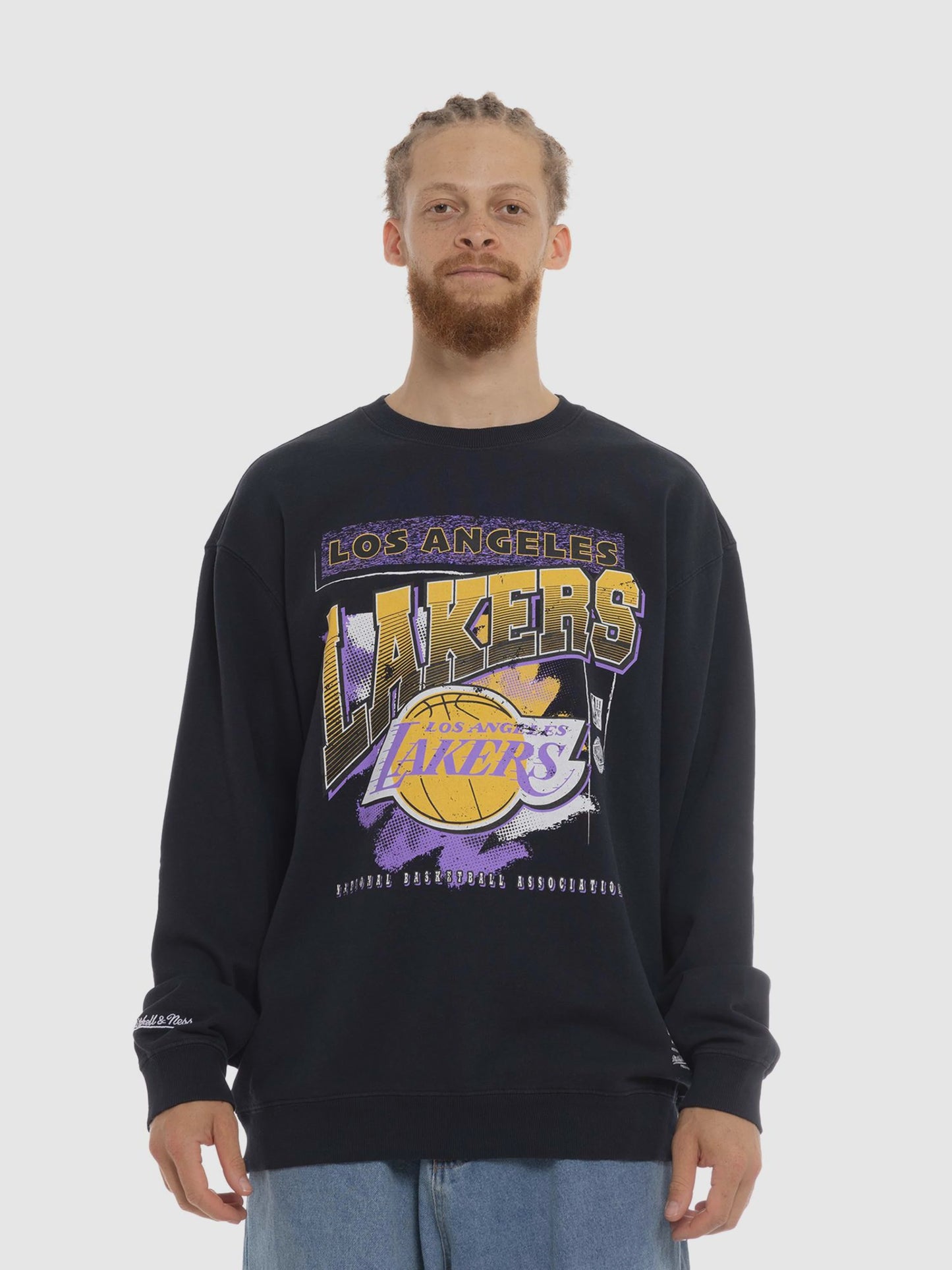 Mitchell & Ness LA Lakers Brush Off 2.0 Crew - Black