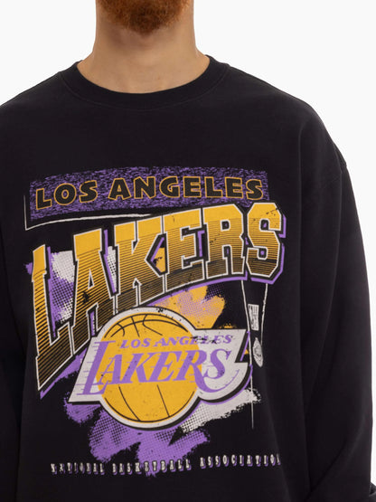 Mitchell & Ness LA Lakers Brush Off 2.0 Crew - Black