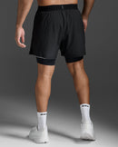 2XU Mens Aero 2-in-1 5 Inch Shorts - Black/Silver