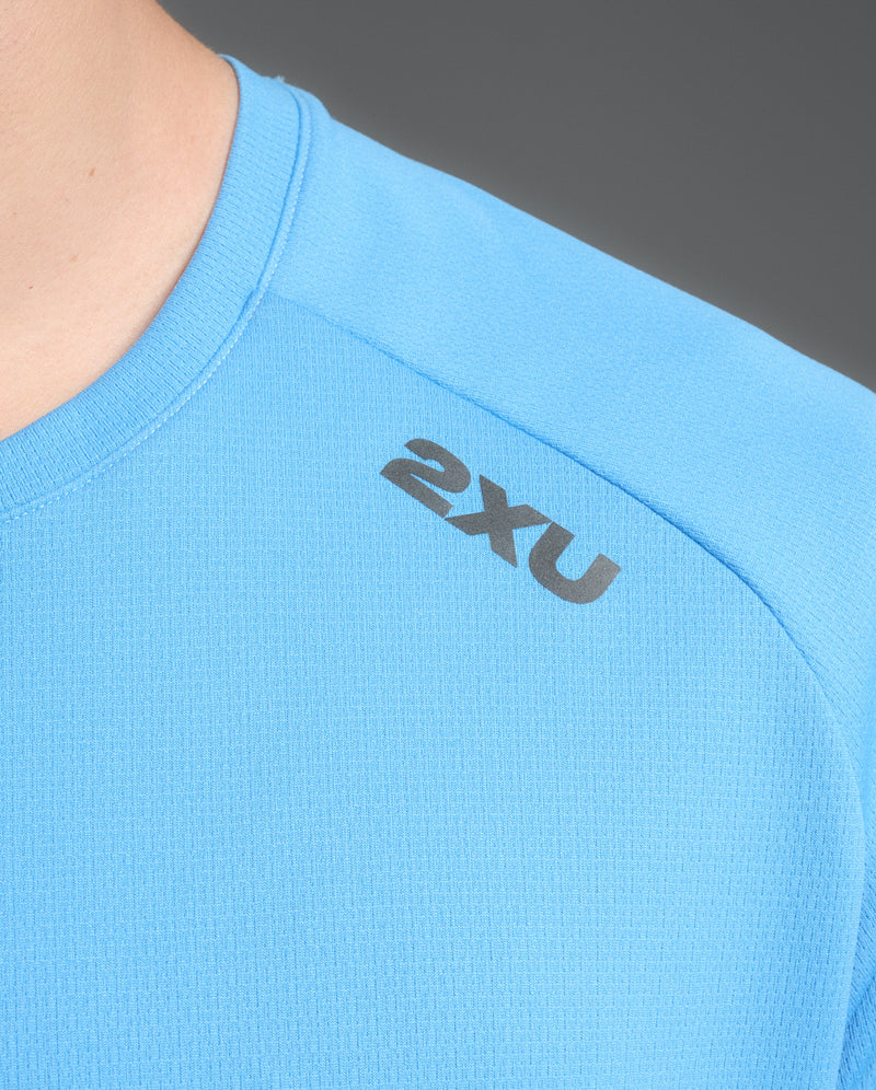 2XU Mens Aero Tee - Azure/Black Reflective