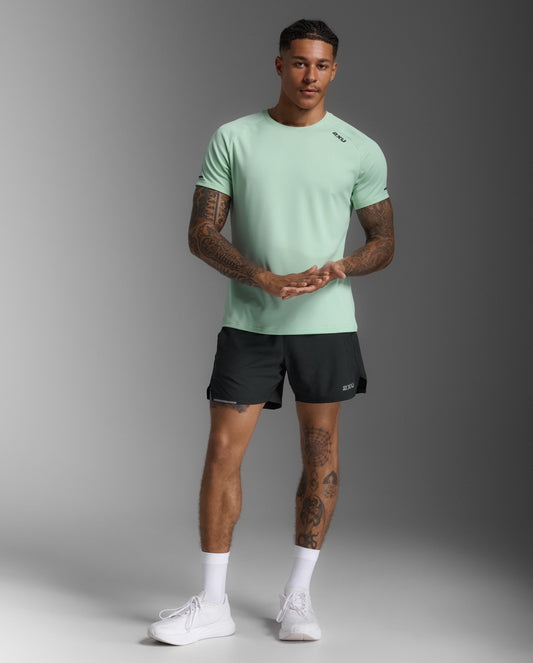 2XU Mens Aero Tee- Mint/Reflective Black