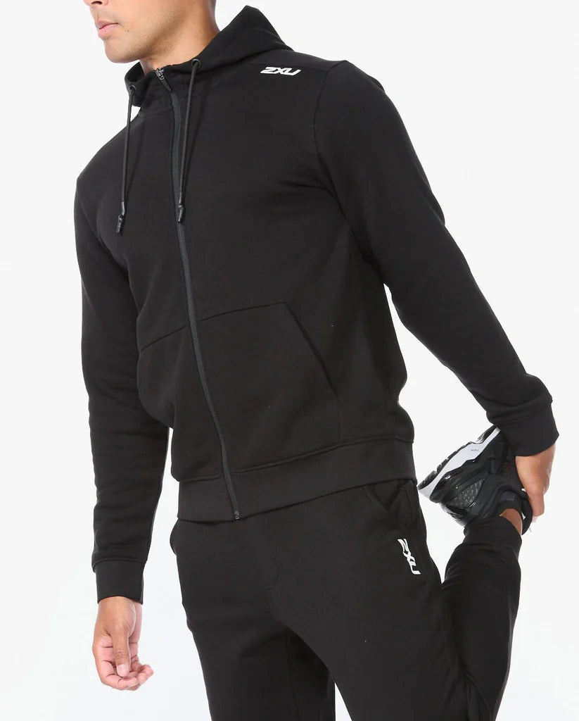 2XU Mens Aspire Full Zip Hoodie - Black/White