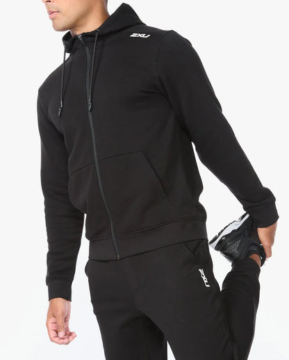 2XU Mens Aspire Full Zip Hoodie - Black/White
