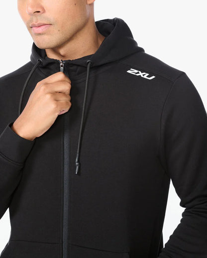 2XU Mens Aspire Full Zip Hoodie - Black/White