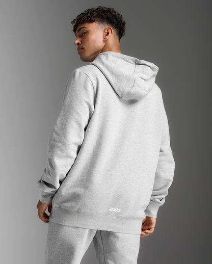 2XU Mens Aspire Hoodie - Grey Marle/White
