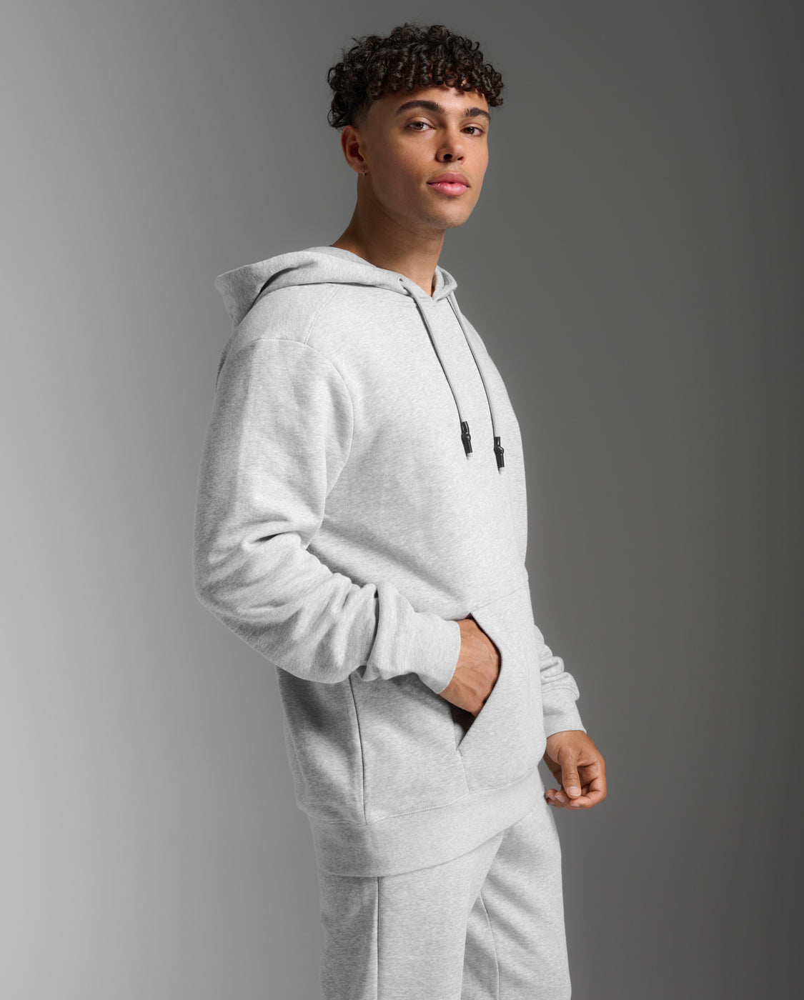 2XU Mens Aspire Hoodie - Grey Marle/White