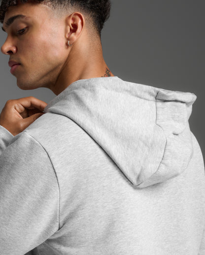 2XU Mens Aspire Hoodie - Grey Marle/White