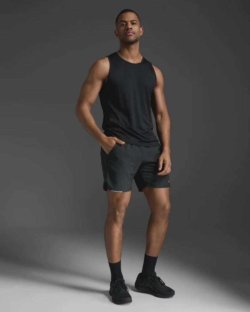 2XU Mens Aero Tank - Black/Silver Reflective