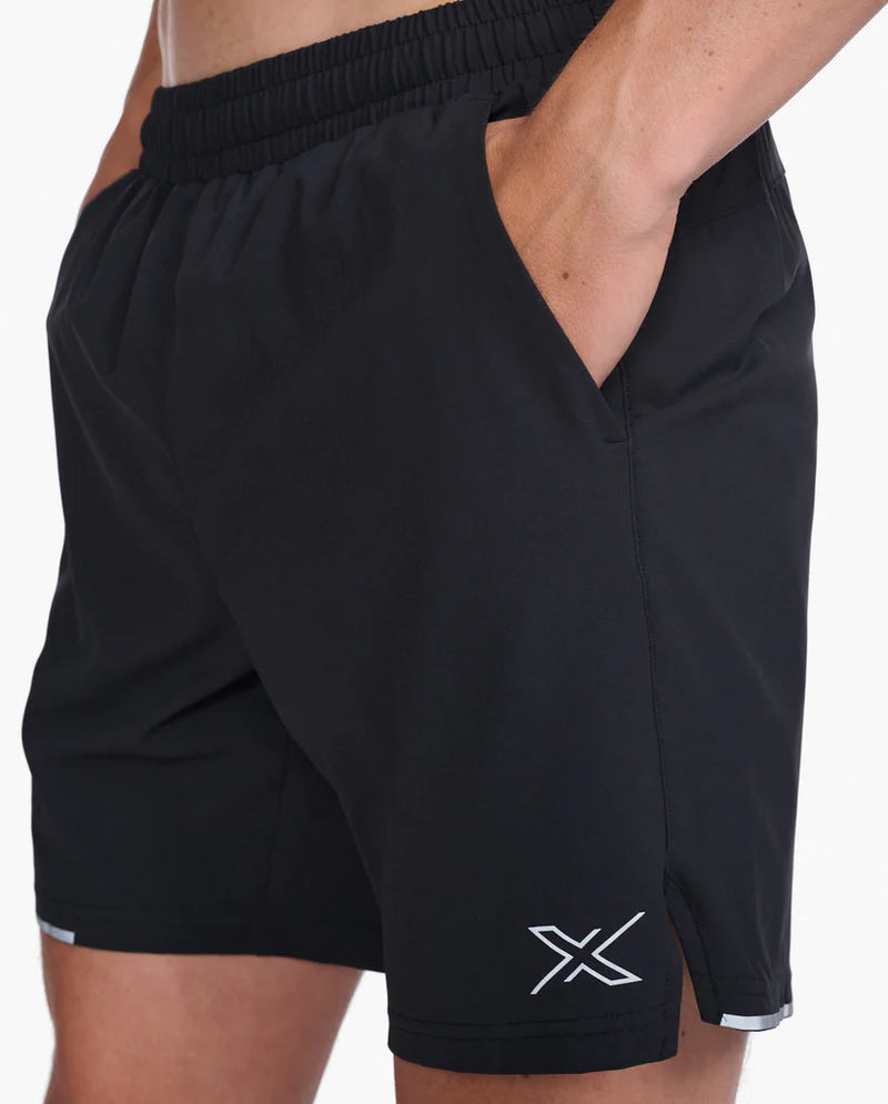 2XU Mens Aero 7 Inch Shorts 2.0 - Black/Silver