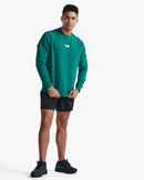 2XU Mens Motion French Terry Crew - Forest Green