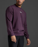 2XU Mens Motion French Terry Crew - Port/White