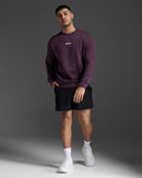 2XU Mens Motion French Terry Crew - Port/White