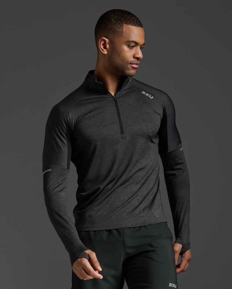 2XU Mens Aero 1/2 Zip - Black/Silver Reflective