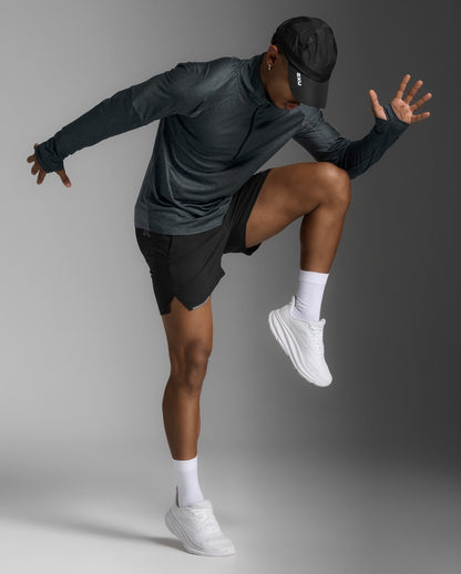 2XU Mens Aero 1/2 Zip- Dark Sage/Black Reflective