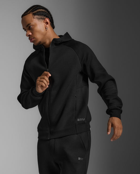 2XU Mens Commute Smooth Spacer Full Zip Hoodie - Black