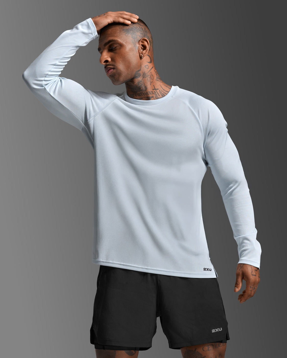2XU Mens Aero Long Sleeve Tee - Moonstone/Black Reflective