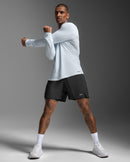 2XU Mens Aero Long Sleeve Tee - Moonstone/Black Reflective