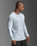 2XU Mens Aero Long Sleeve Tee - Moonstone/Black Reflective