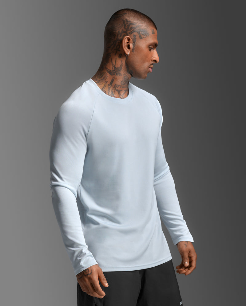 2XU Mens Aero Long Sleeve Tee - Moonstone/Black Reflective