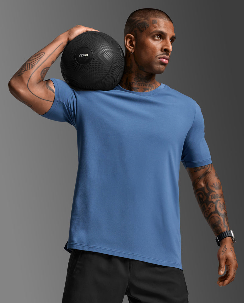2XU Mens Motion Cotton Flex Tee - Indigo