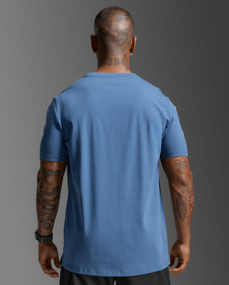2XU Mens Motion Cotton Flex Tee - Indigo