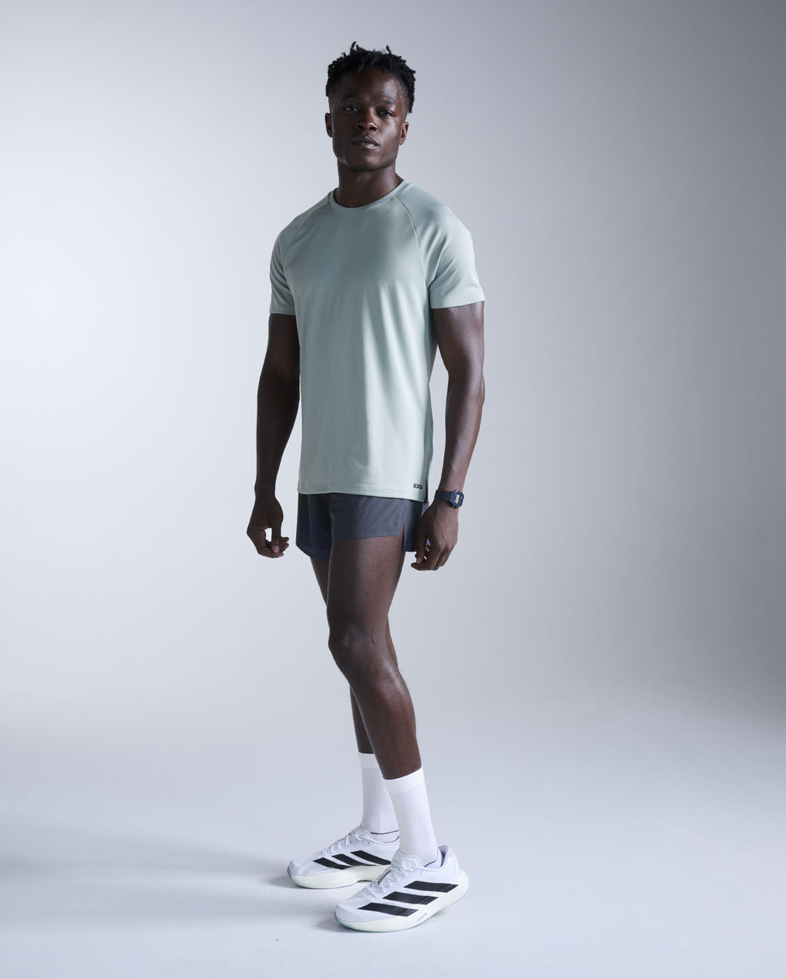2XU Mens Aero Tee - Smoke Blue/Black Reflective
