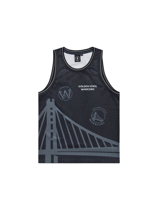 NBA Essentials Golden State Warriors Wallace Youth Mesh Tank Wars - Black