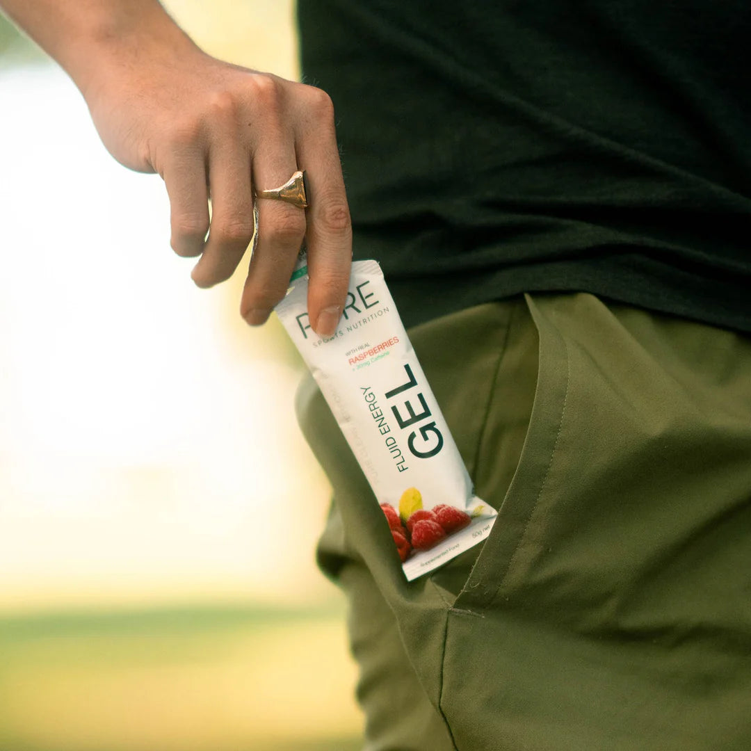 PURE Fluid Energy Gel - Raspberry + Caffeine - 8 Pack