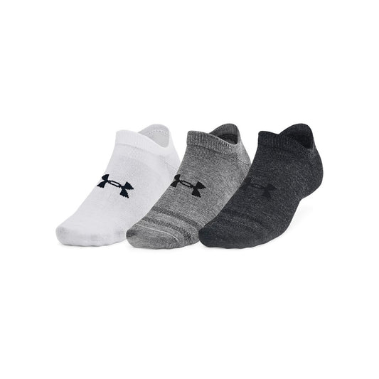 Under Armour Unisex Essential 3 PK No Show Socks - Castlerock/White/Black
