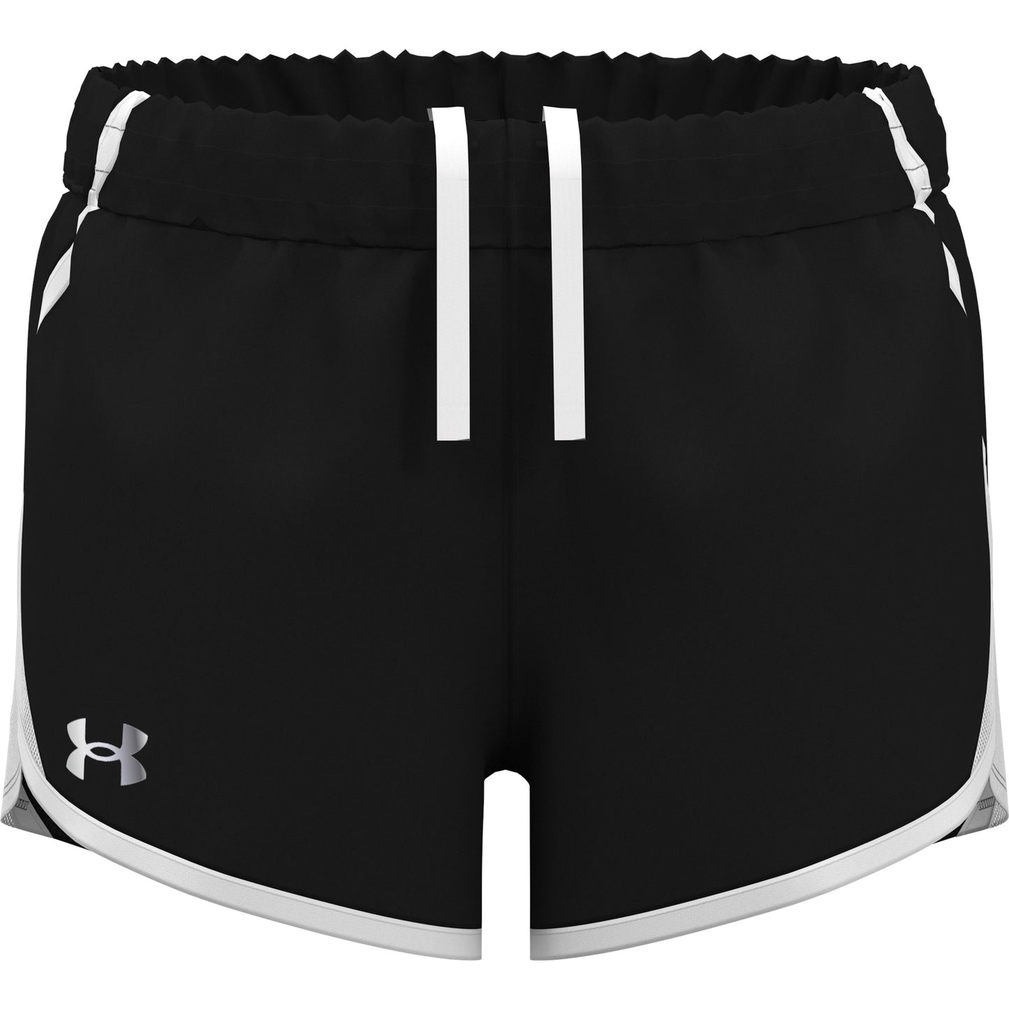 Under Armour Girls Fly By Shorts - Black/White/Reflective