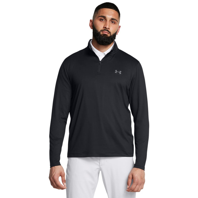 Under Armour Mens MatchPlay 1/4 Zip Top - Black/Pitch Gray