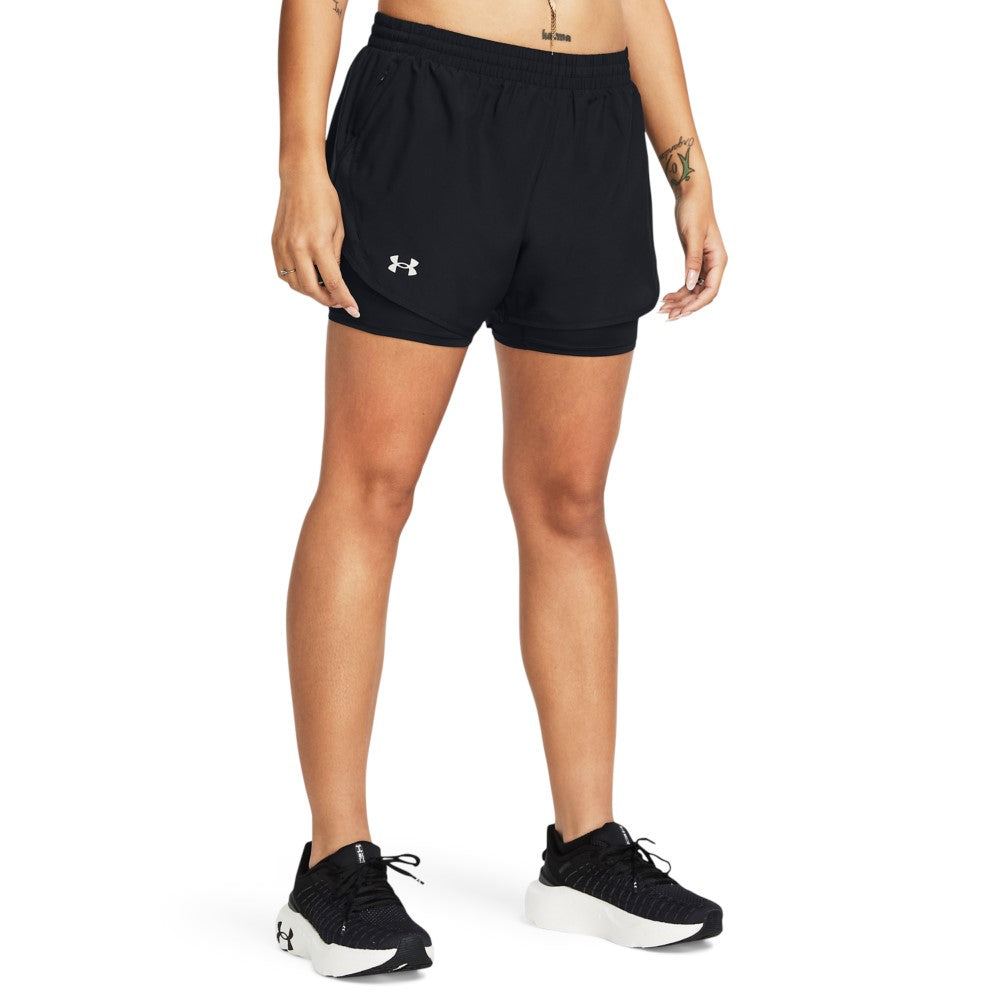 Under Armour Womens Fly By 2 in 1 Shorts - Black/Reflective